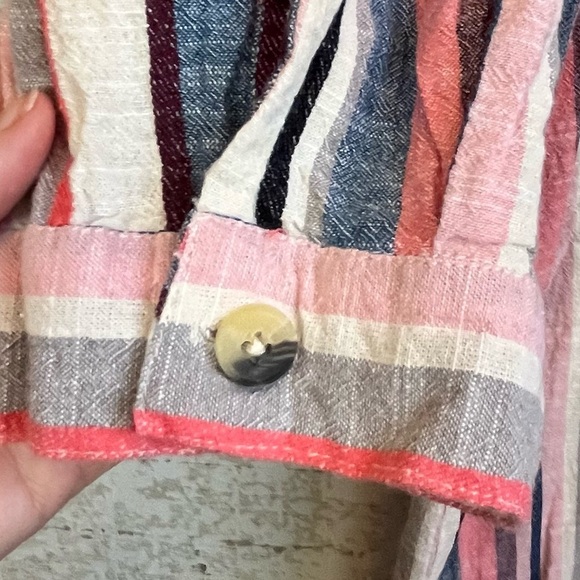 Mlle Gabrielle Vertical Striped Shirt Dress Sz XL Button Up Spring Easter Colors - Picture 3 of 15